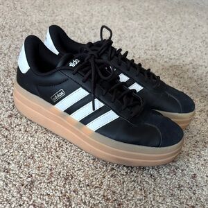 Adidas Black and White Sneakers with Brown Sole